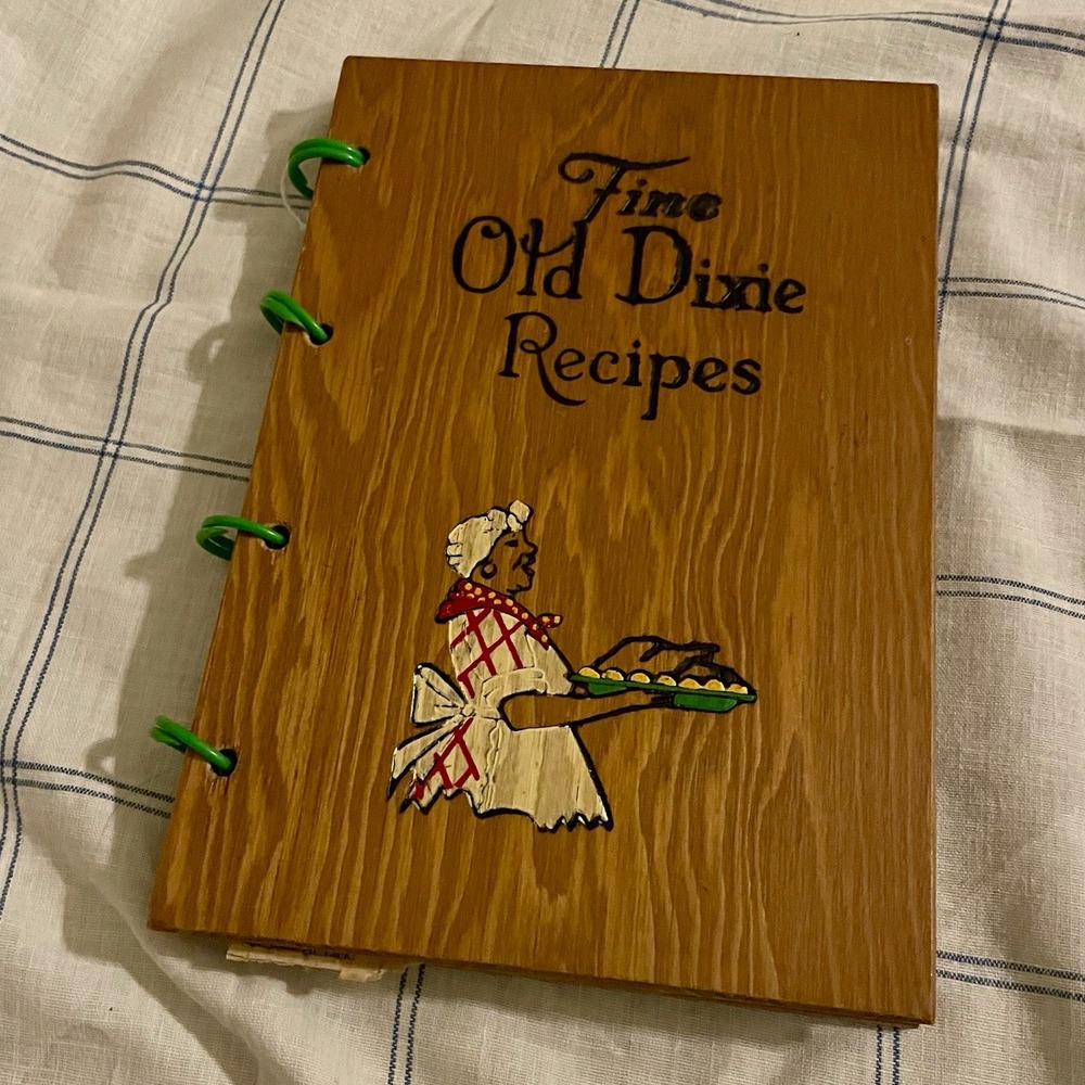 Vintage Fine Old Dixie Recipes 1971 Southern Cookbook Wooden Cover